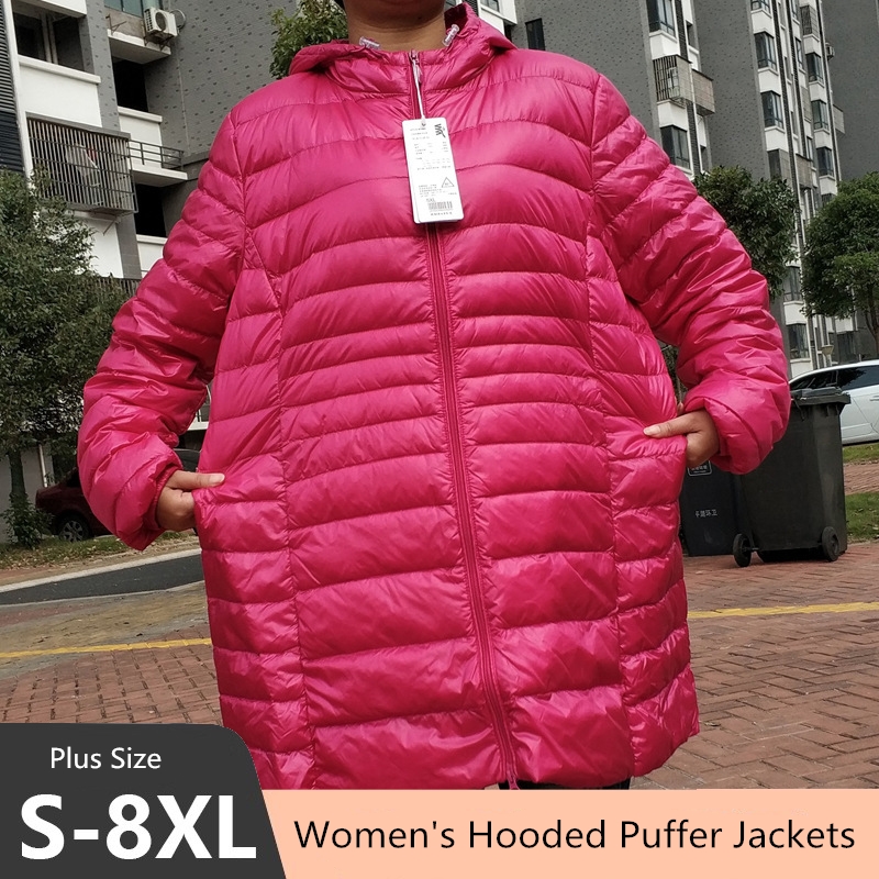 플러스 사이즈 5XL 6XL 7XL 여성용 후드 퍼퍼  - Down Jacket Packable 리뷰 및 가격