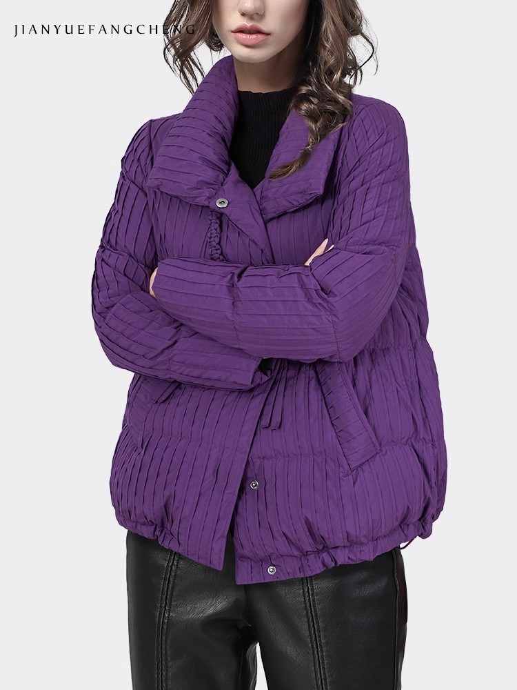여성용 퍼플 스트라이프 다운 재킷, 루즈핏 따뜻한 두꺼 - Down Jacket Packable 리뷰 및 가격