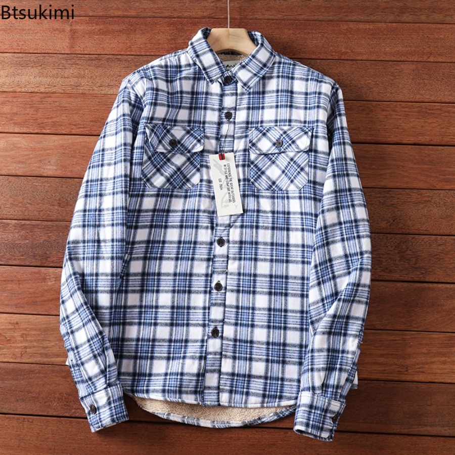 겨울 체크 플리스 셔츠 재킷 남성용 플란넬 보온 코트  - Flannel Shirt Lined 리뷰 및 가격