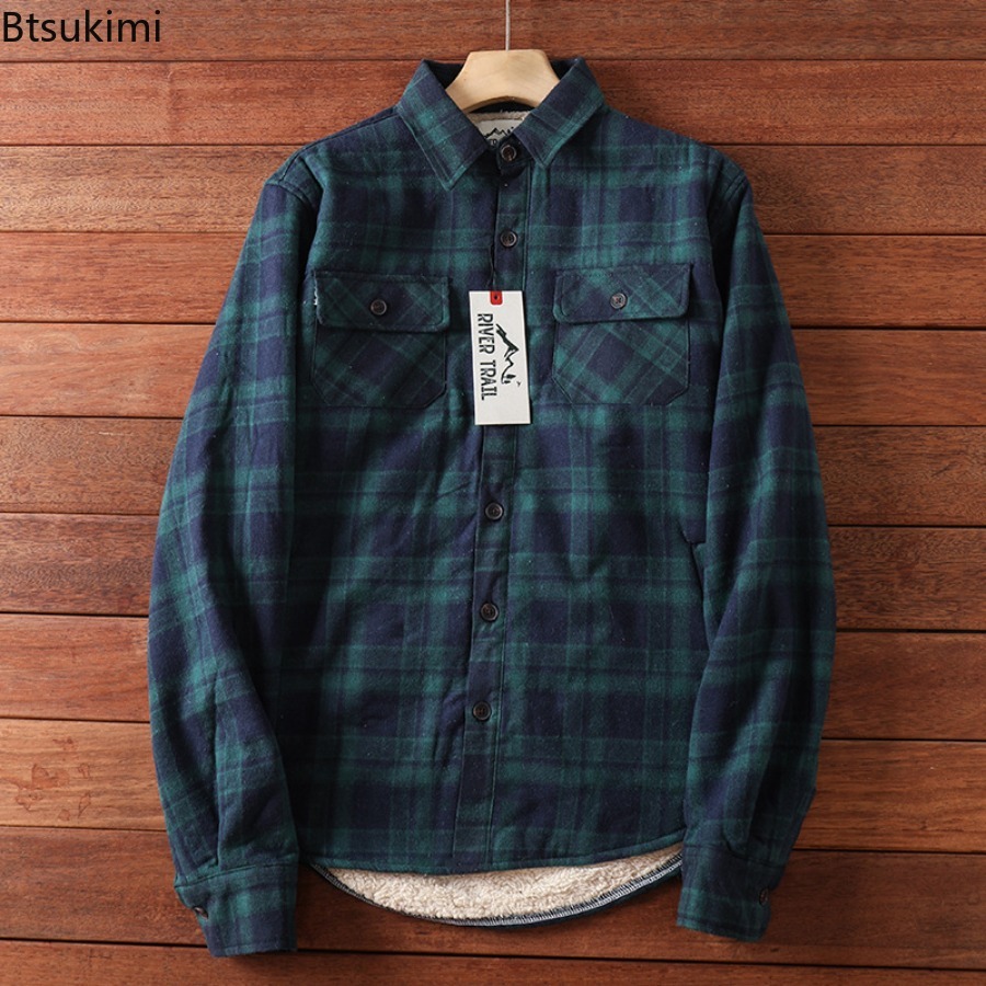 겨울 체크 플리스 셔츠 재킷 남성용 플란넬 보온 코트  - Flannel Shirt Lined 리뷰 및 가격