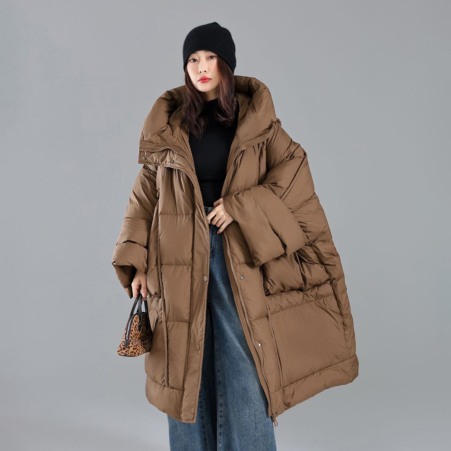 겨울용 솔리드 스탠드 칼라 루즈 다운 재킷 여성용 화이 - Down Jacket Packable 리뷰 및 가격